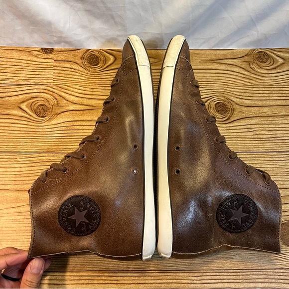 Converse Chuck Taylor All Star Hi Tops Brown Leather Size 10 - Picture 5 of 12